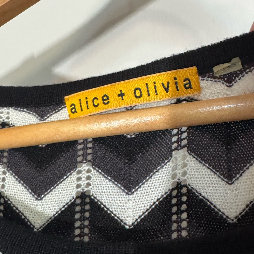 Alice + Olivia Chevron Knit Dress – Black, Ivory & Dark Gray – Fits Medium - Picture 2 of 10